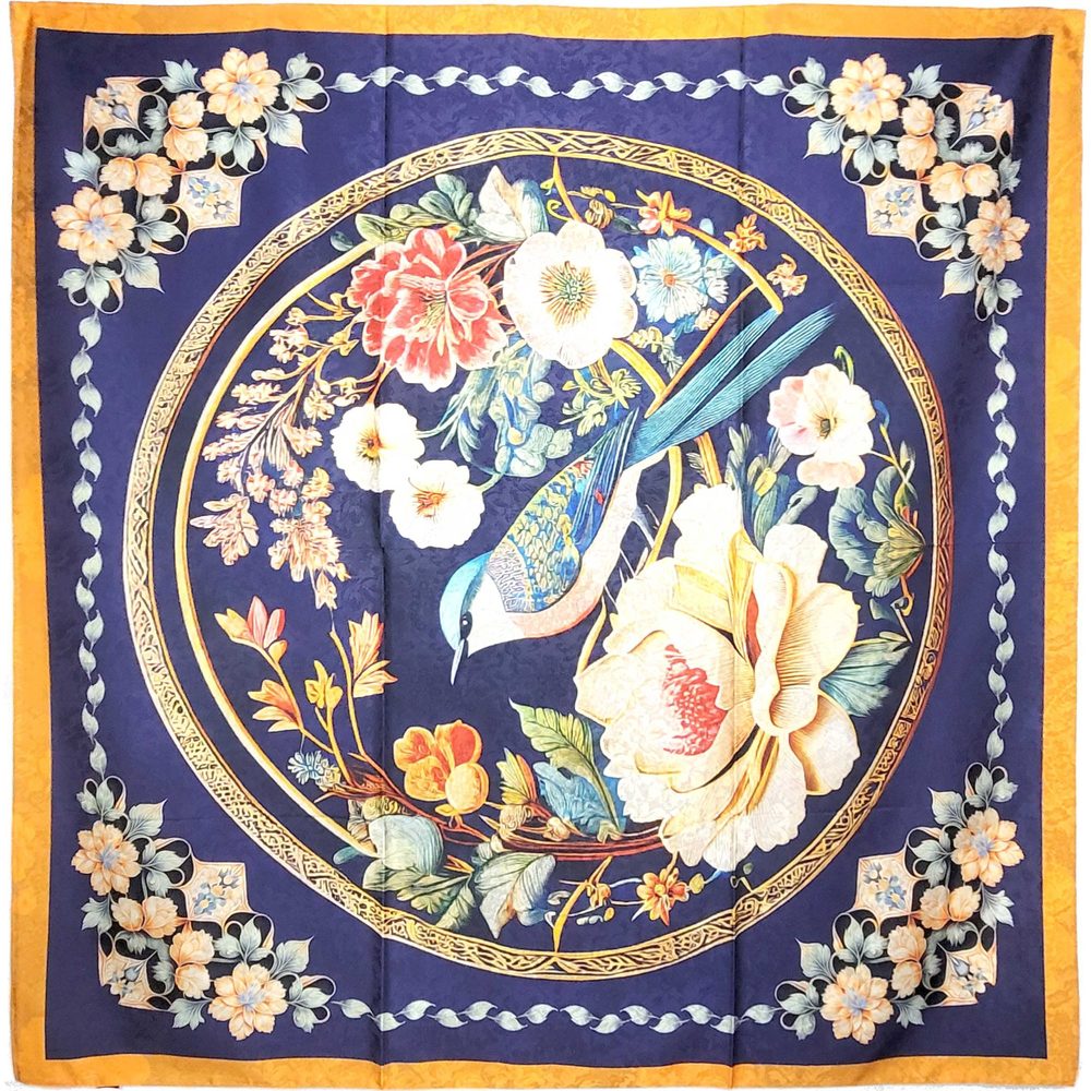 NWT Double Sided Silk Scarf 52"x52" Large Square Shawl Wrap XiangYunShal 2219